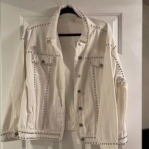 12th Tribe Off-White Studded Denim Jacket